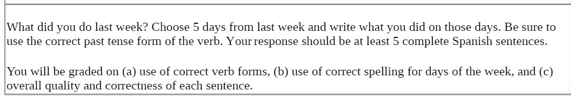 What did you do last week? Choose 5 days from