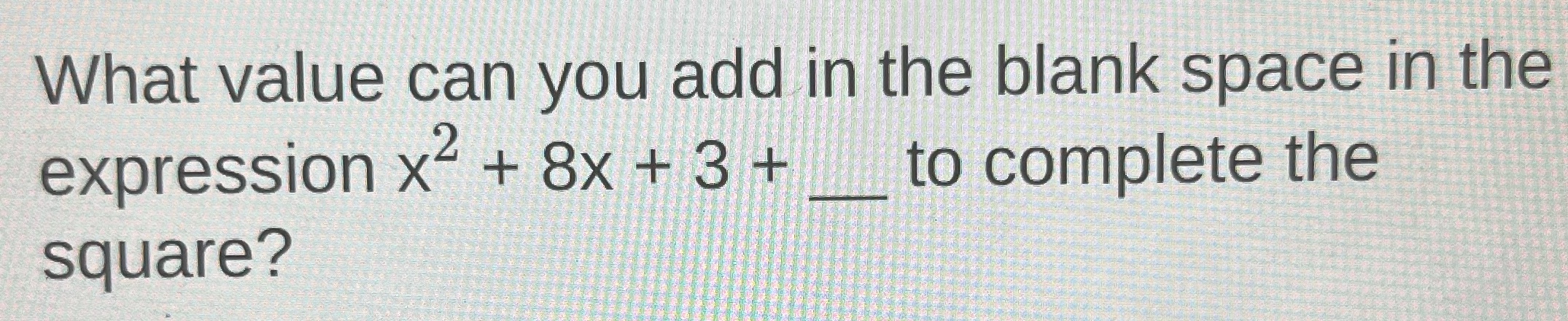 What value can you add in the blank space in the