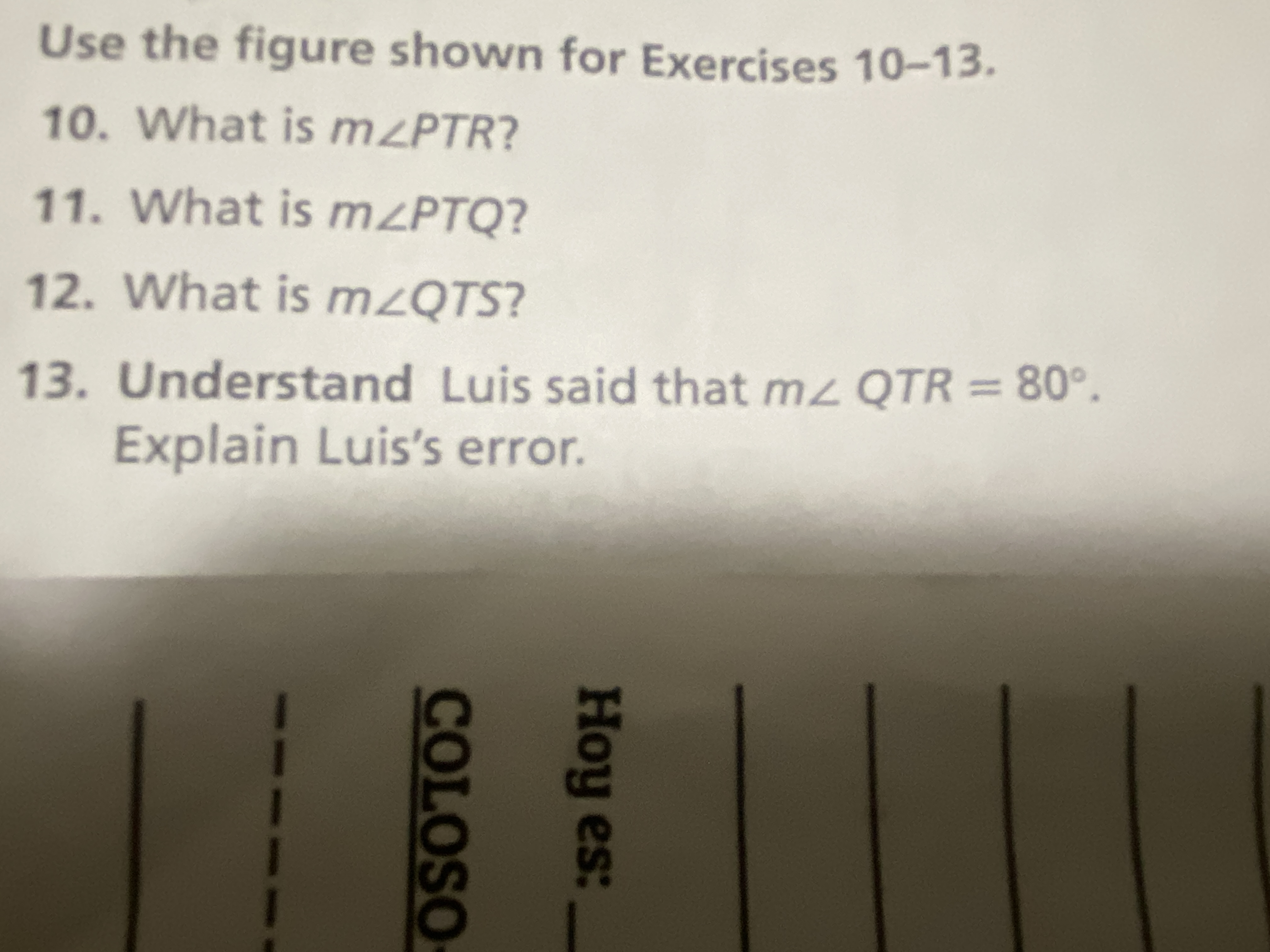 Use the figure shown for Exercises 10-13. 10.