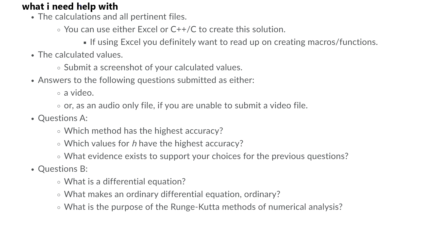 i need help with this using excel and answering