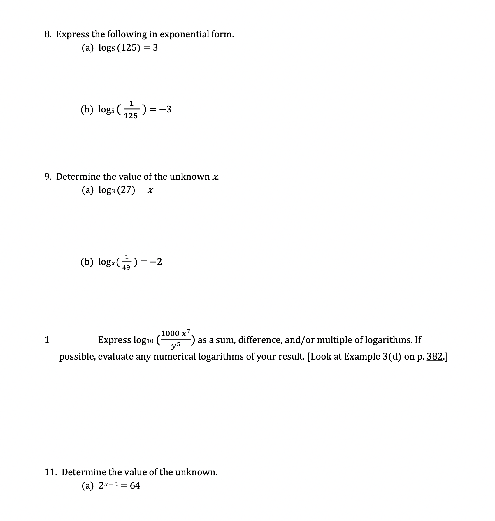 For problems 1 through 6, simplify the given