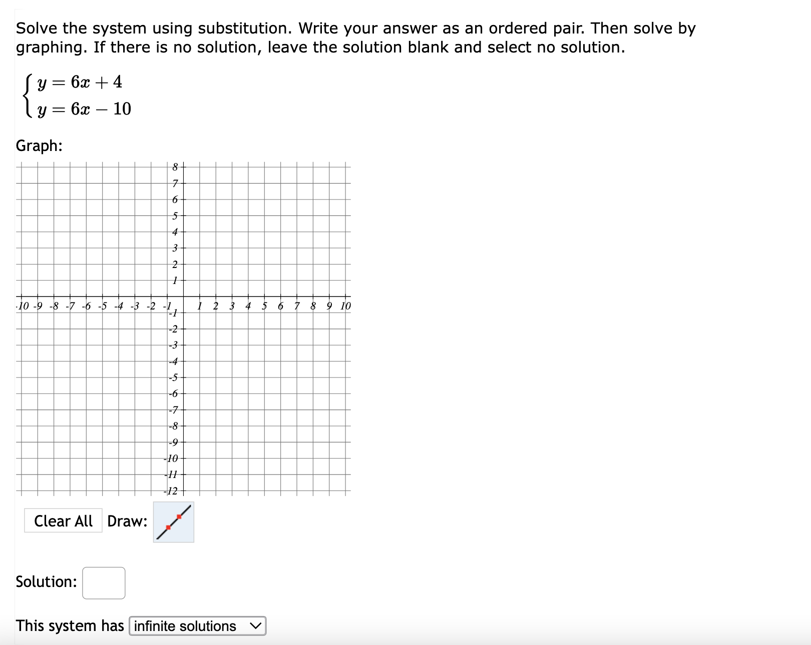 Solve the system using substitution. Write your
