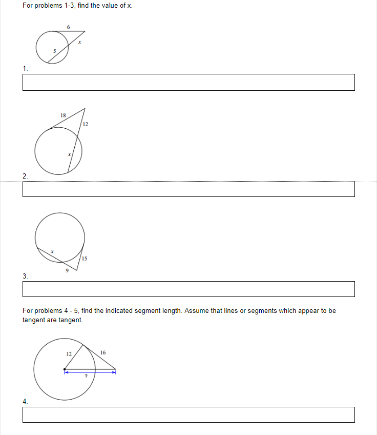 For problems 1-3, find the value of x. 18 17 For