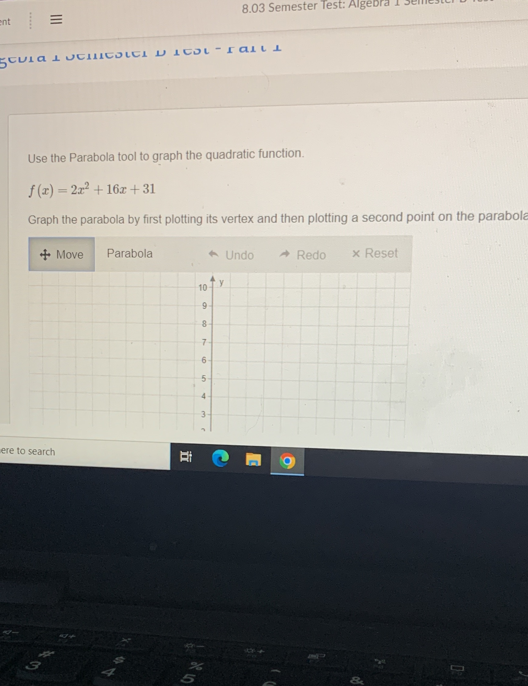 v..- ' 8.03 Semester Test: Algebra 1