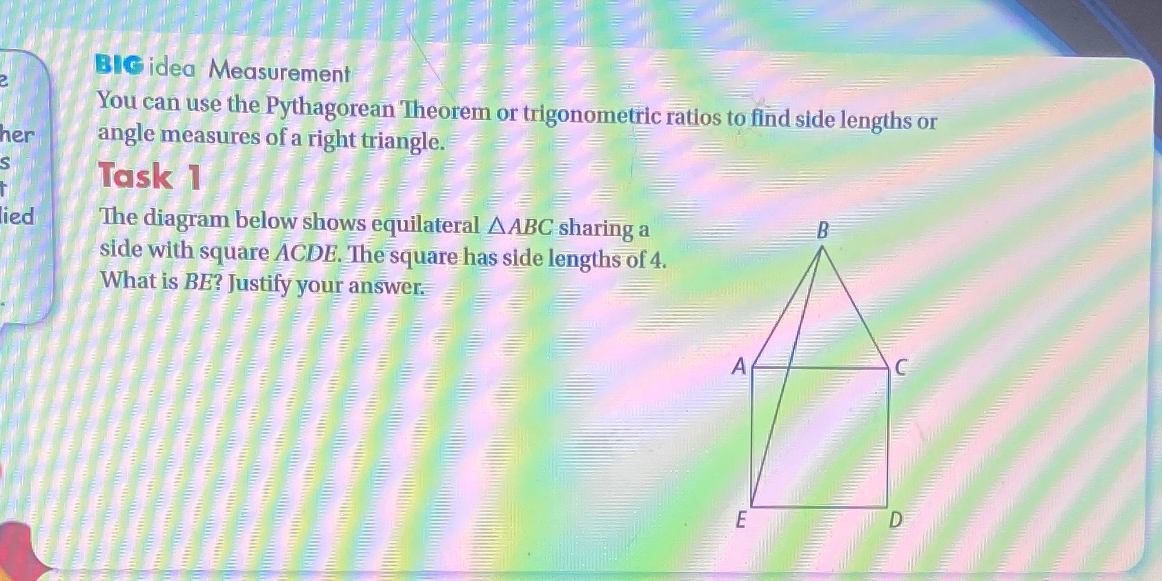 BIG idea Measurement You can use the Pythagorean