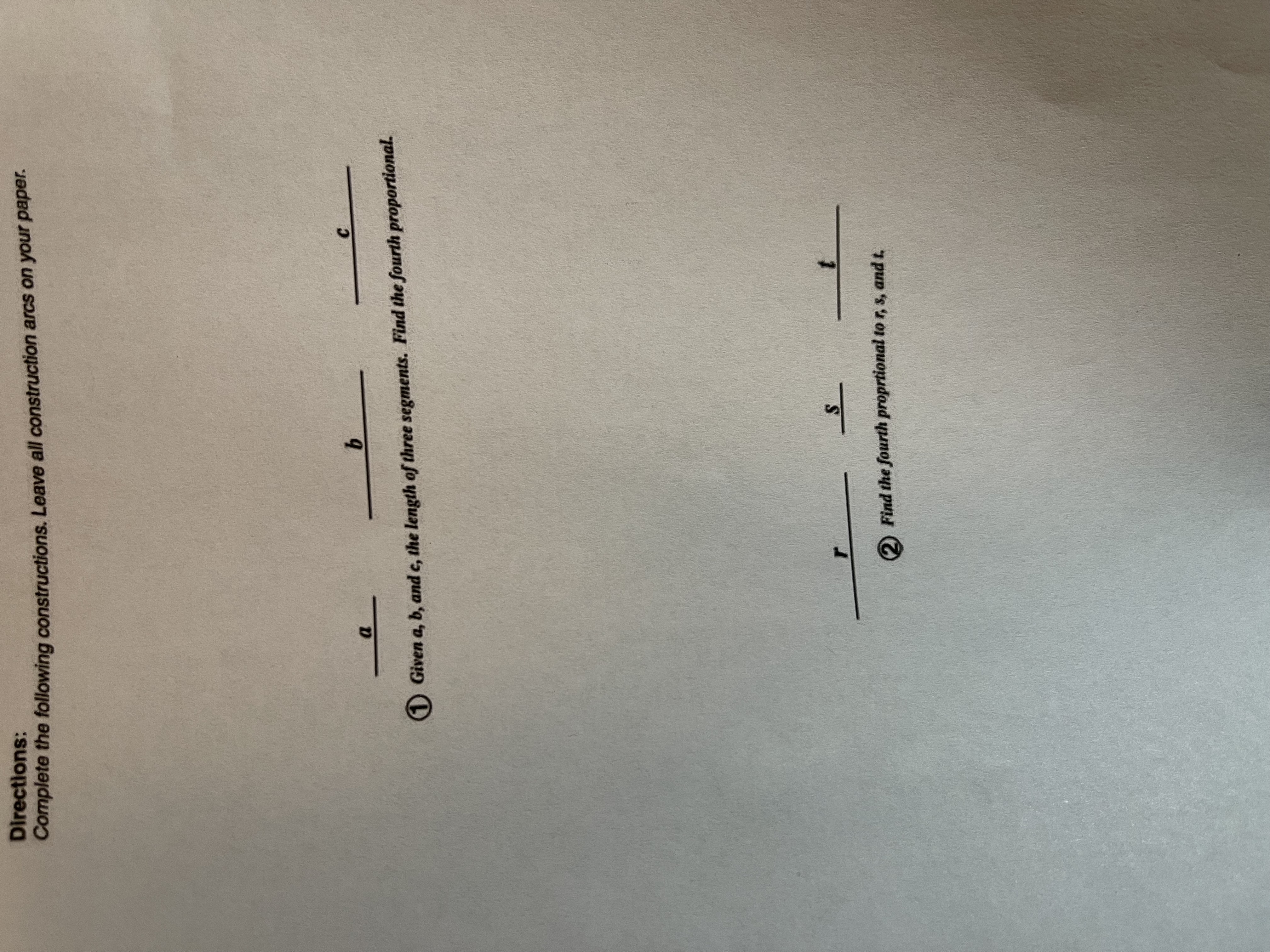 Directions: Complete the following constructions.