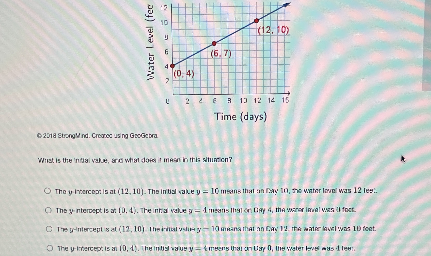 12 10 (12. 10) 8 Water Level (fee on (6, 7) (0,