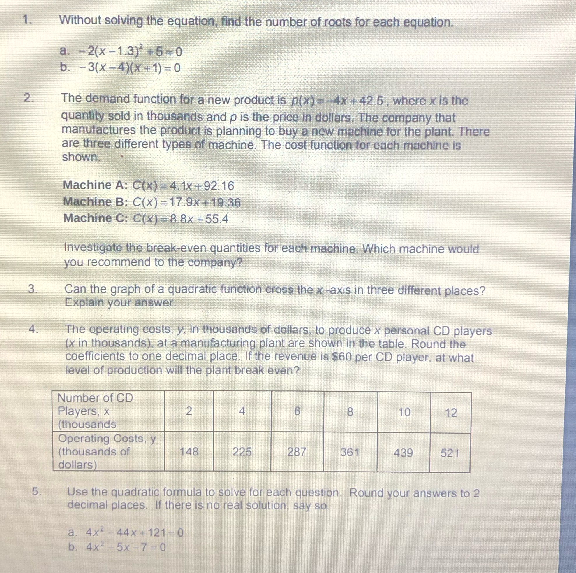 Please just do 1 and 5 and leave the others 1.