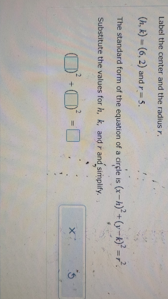 please help Label the center and the radius r.