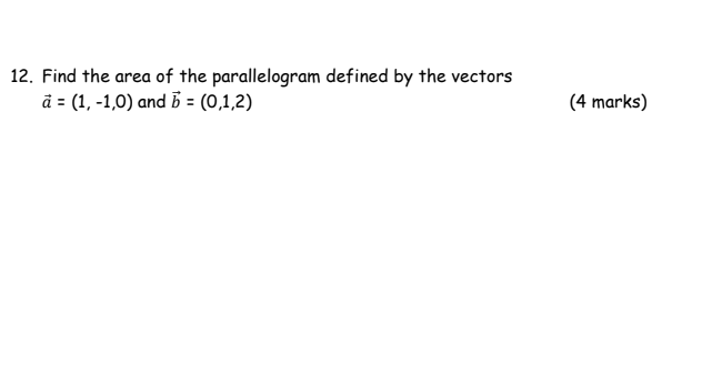 12. Find the area of the parallelogram defined by