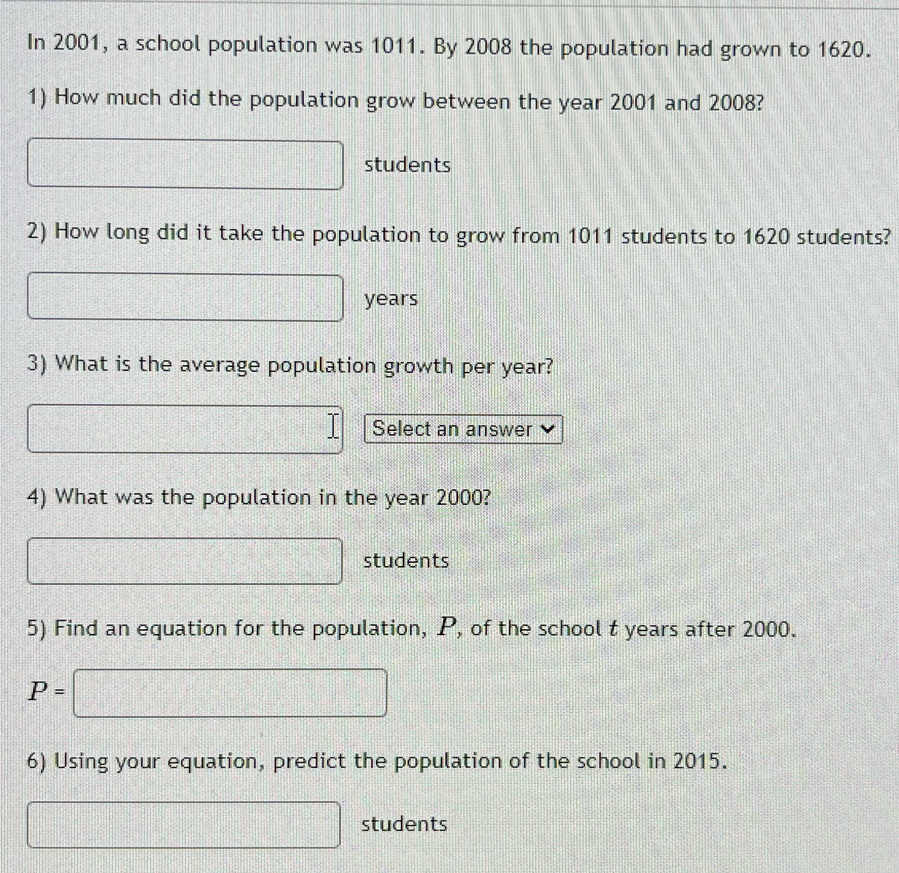In 2001, a school population was 1011. By 2008