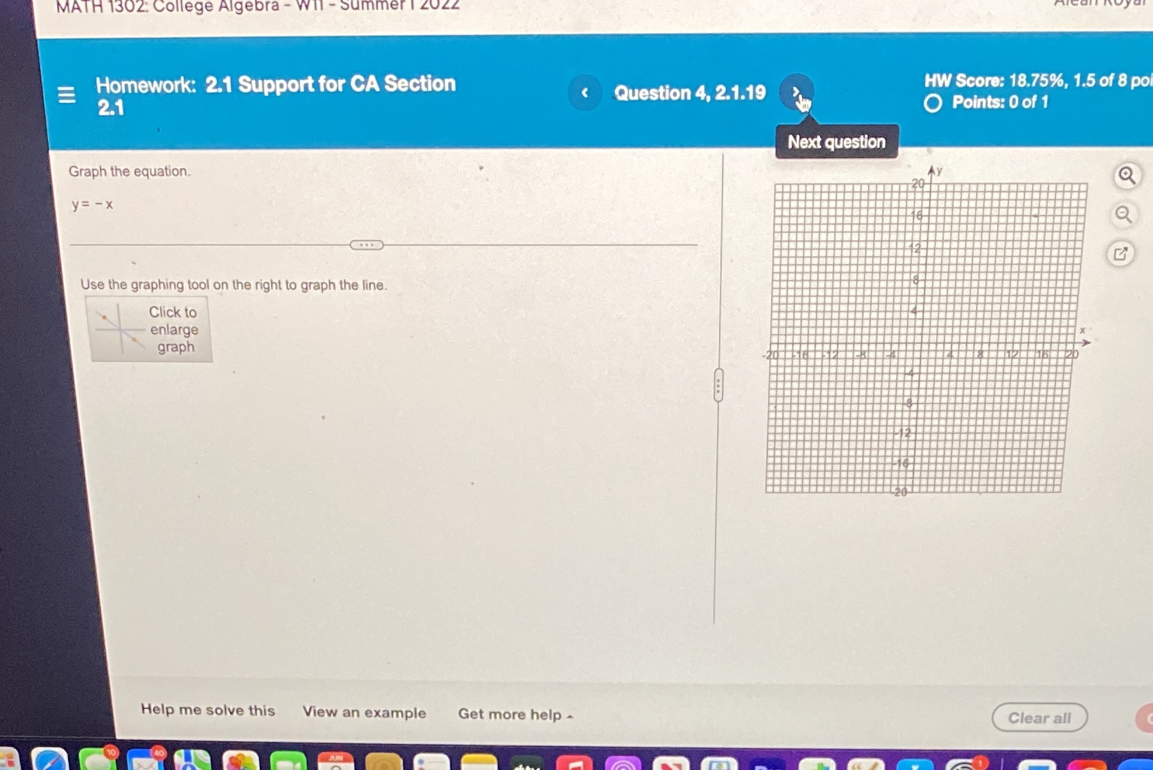 MATH 1302: College Algebra - W11 - Summer 1 20ZZ