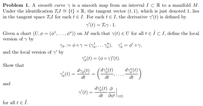 Problem 1. A smooth curve y is a smooth map from