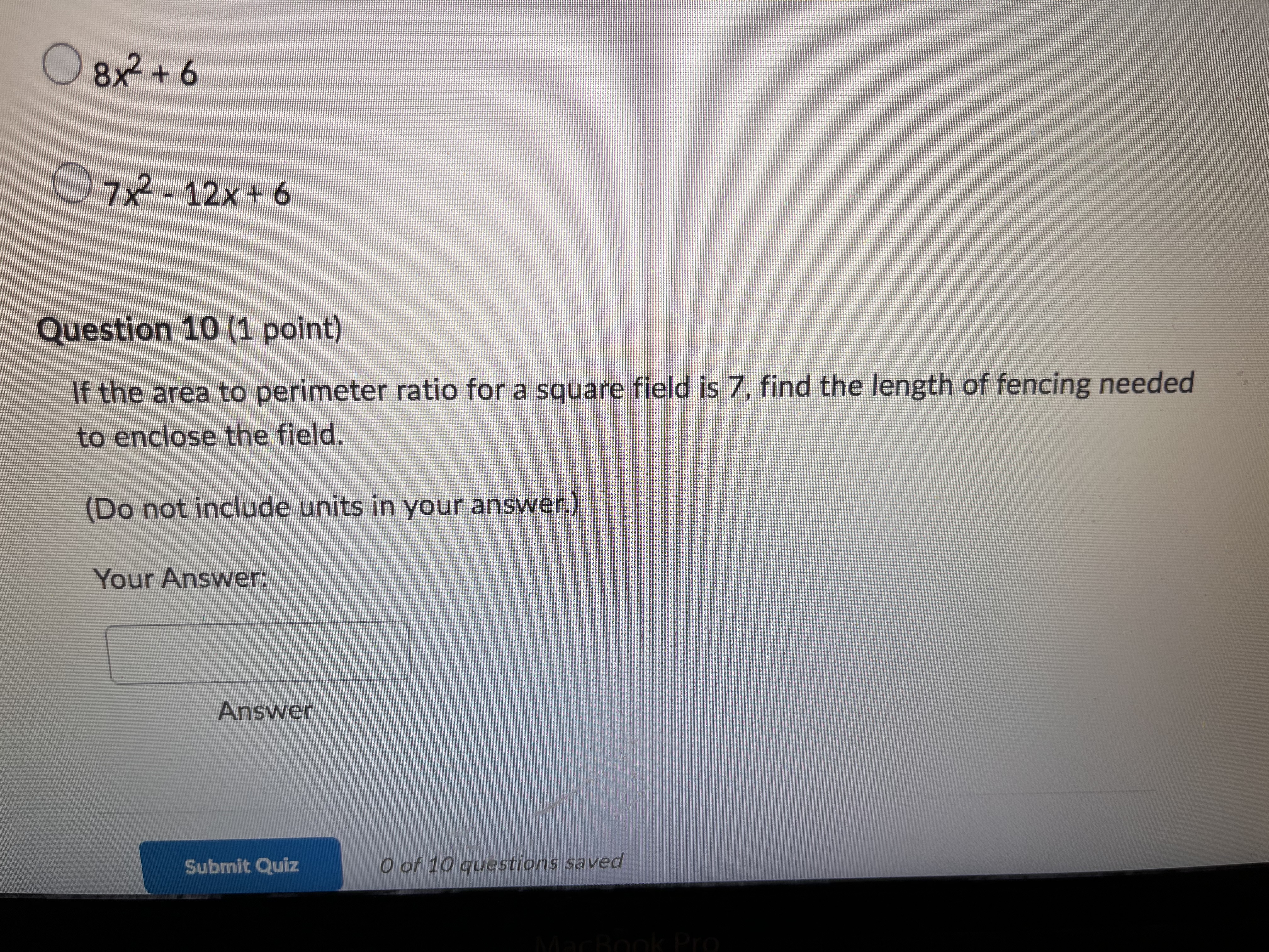 Question 8 (1 point) Given f(x) = cot(x) and g(x)