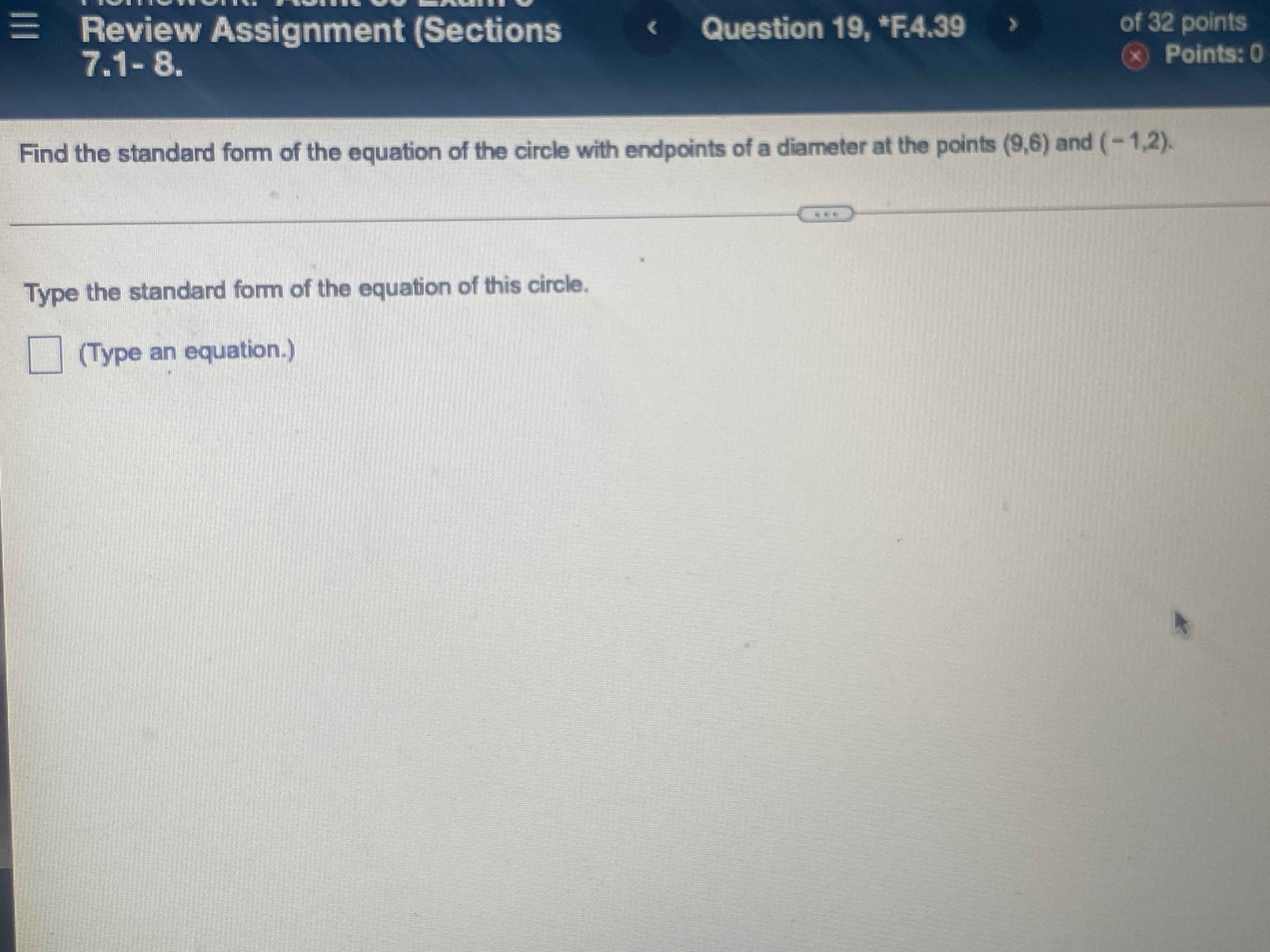 Review Assignment (Sections Question 19, *F.4.39