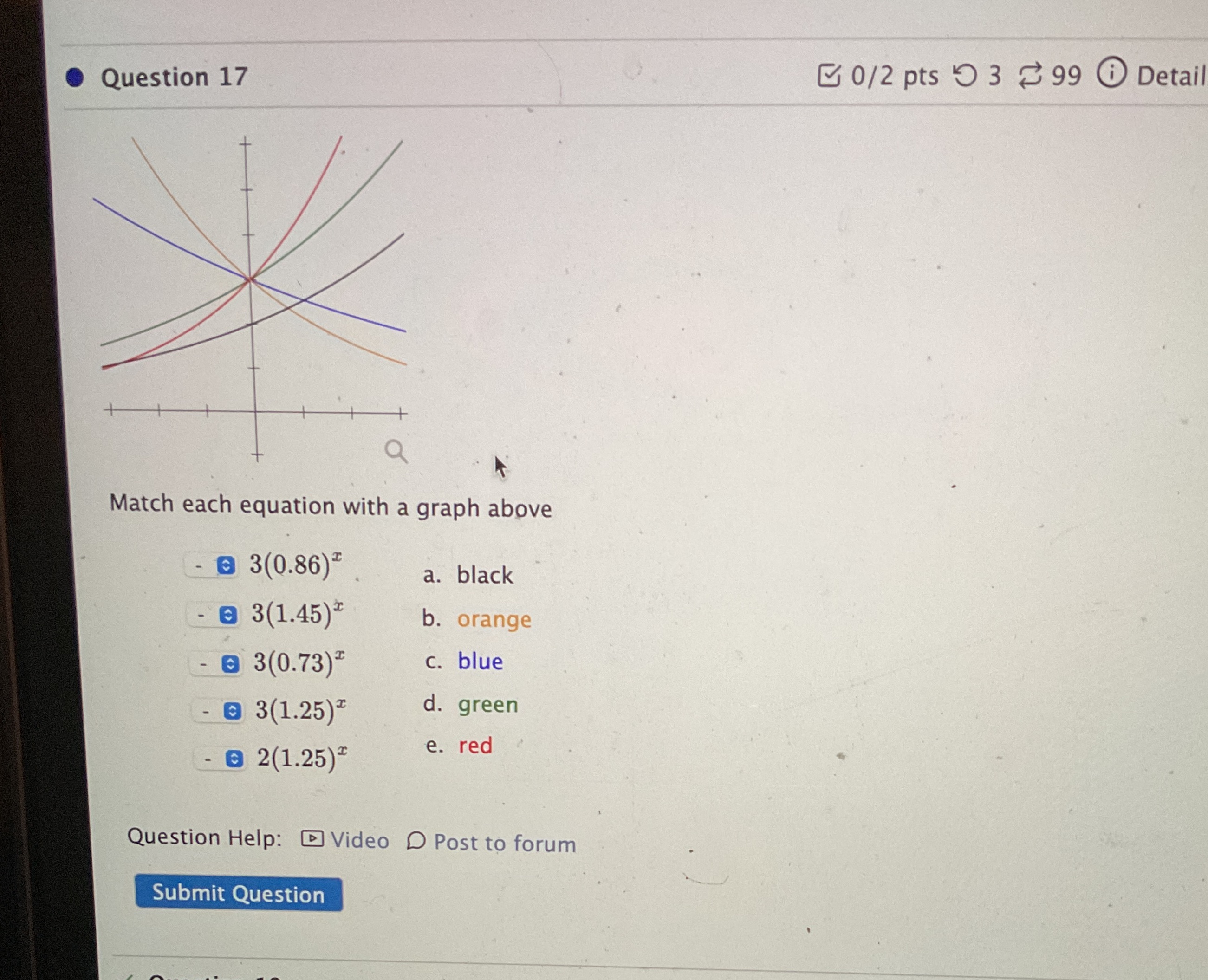 Question 17 0/2 pts 9 3 99 0 Detai Match each