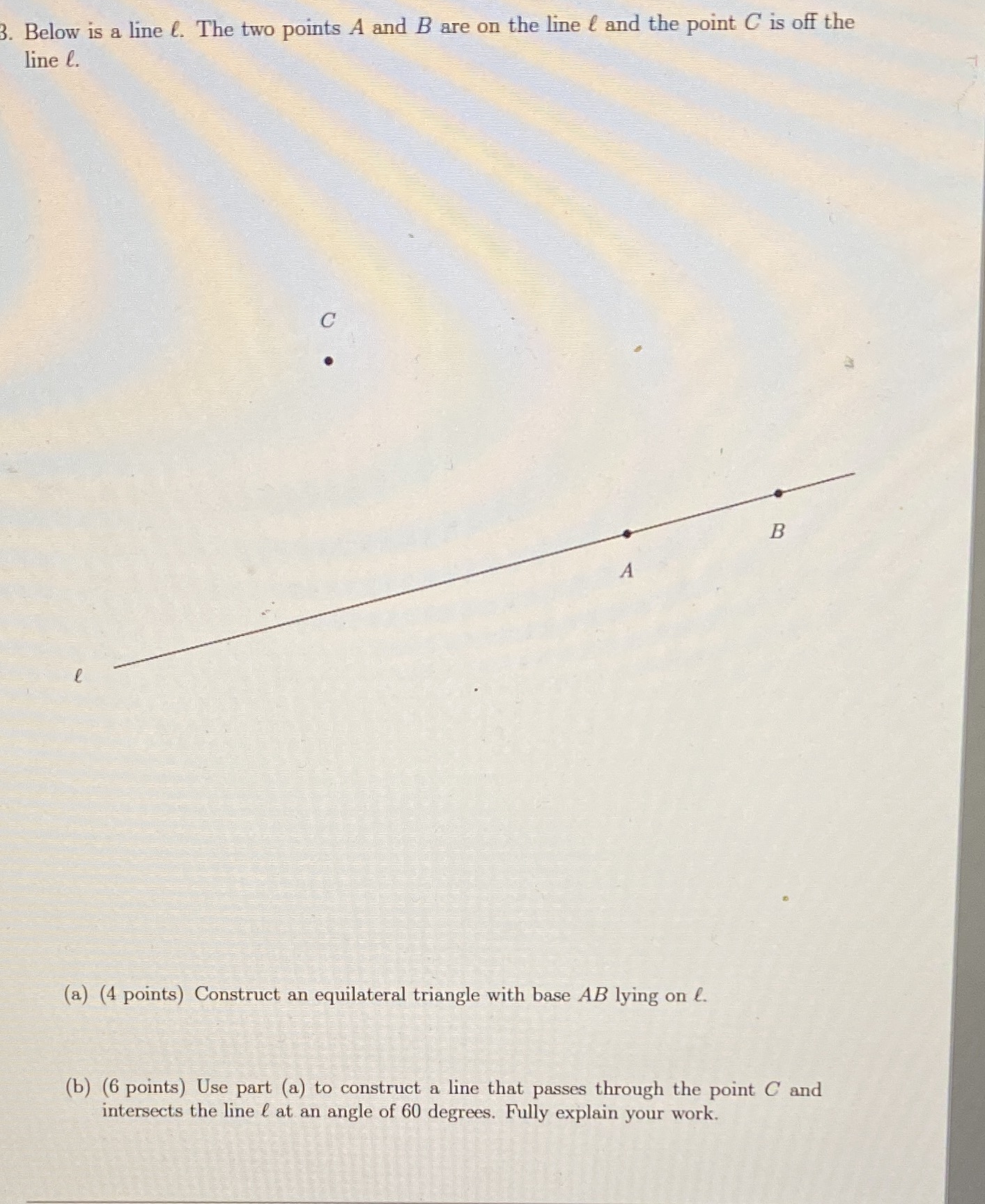 Below is a line . The two points A and B are on
