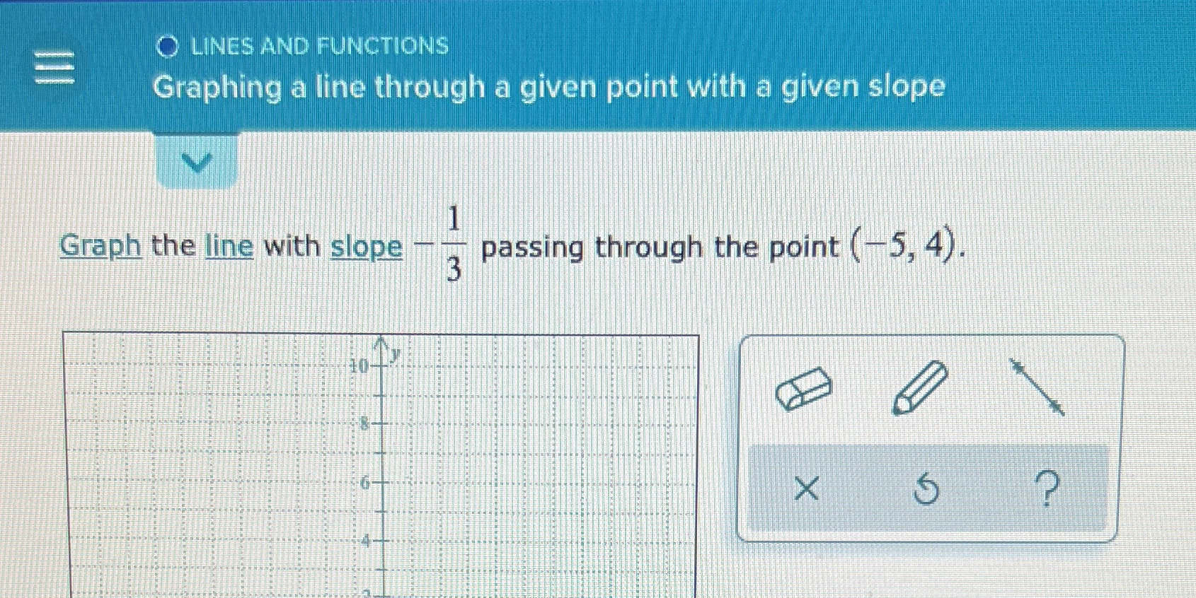 O LINES AND FUNCTIONS = Graphing a line through a