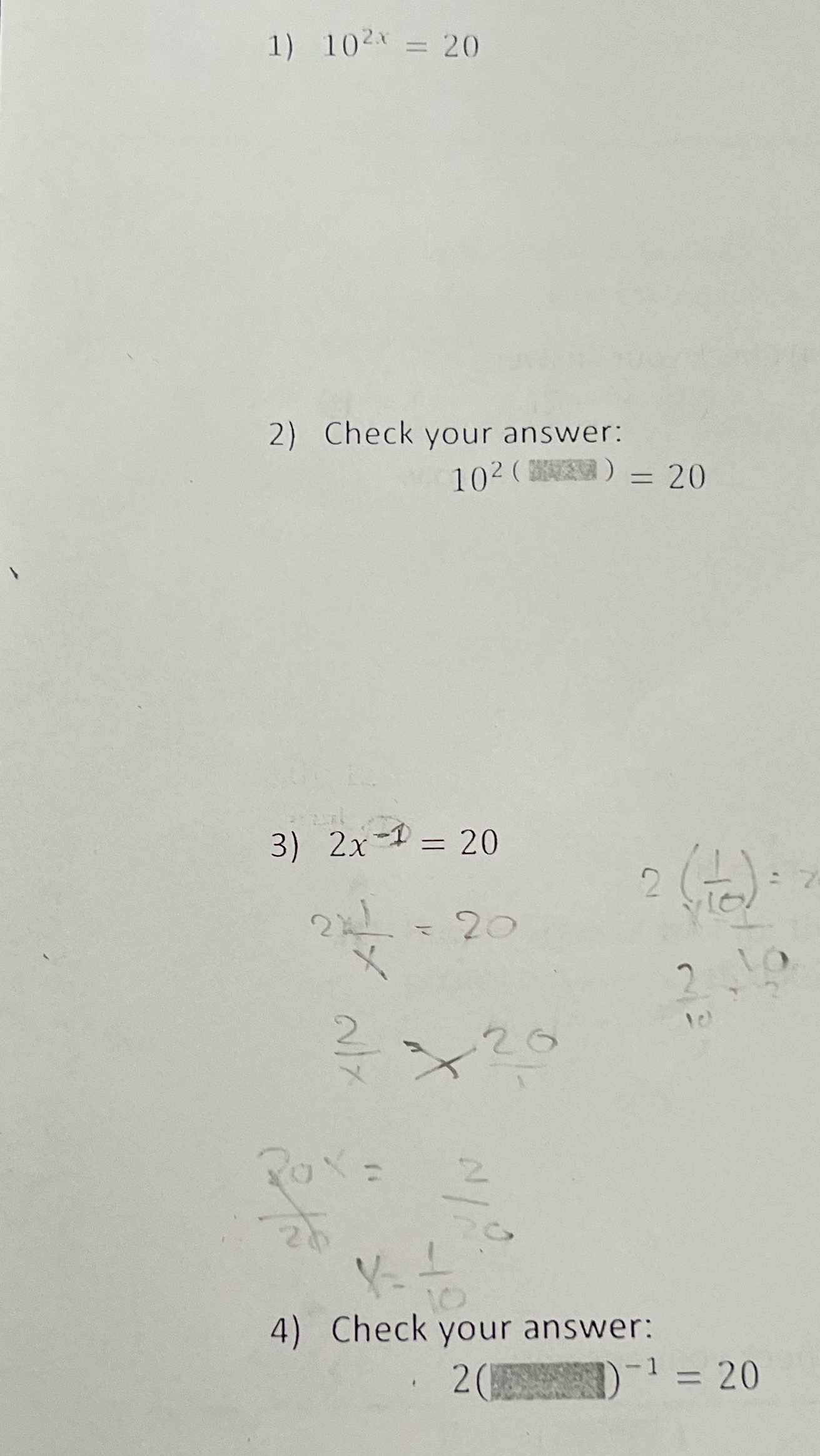 Please show solutions and check the answers