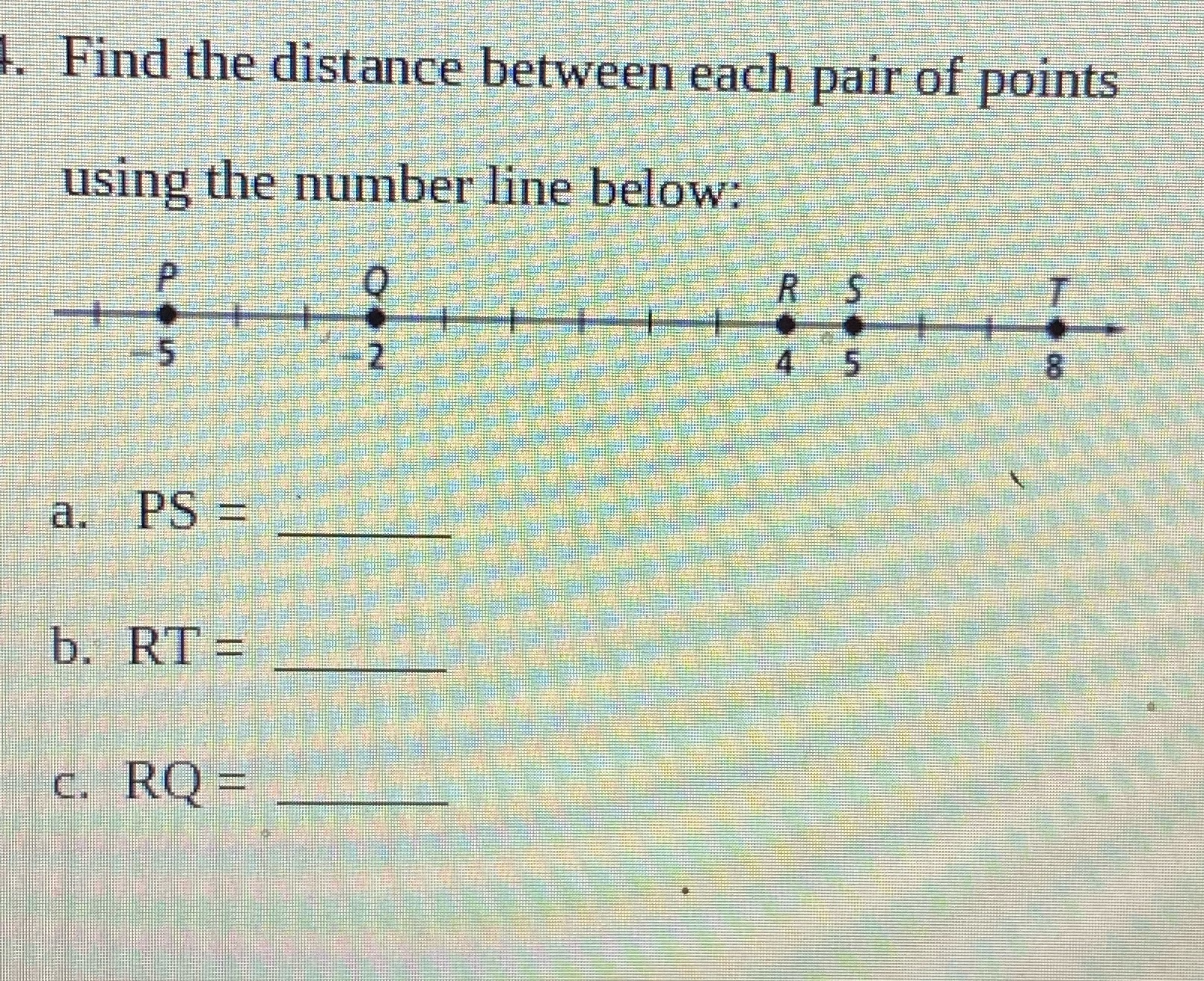 Find the distance between each pair of points