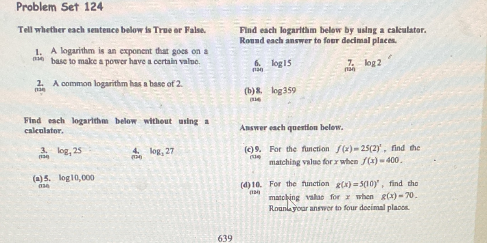Problem Set 124 Tell whether each sentence below