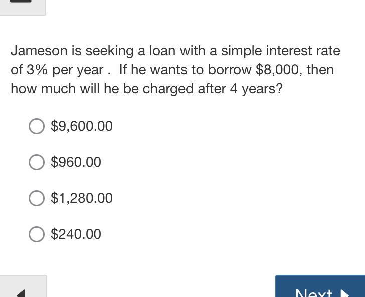 What is the answer? Jameson is seeking a loan