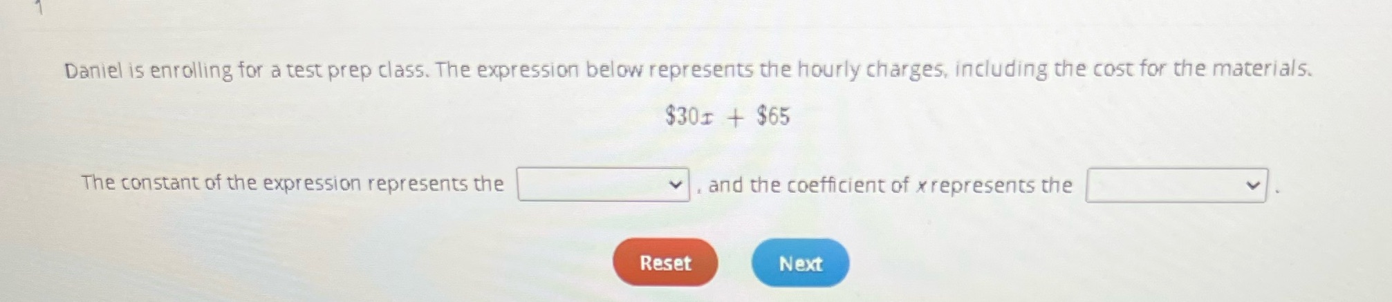 Daniel is enrolling for a test prep class. The