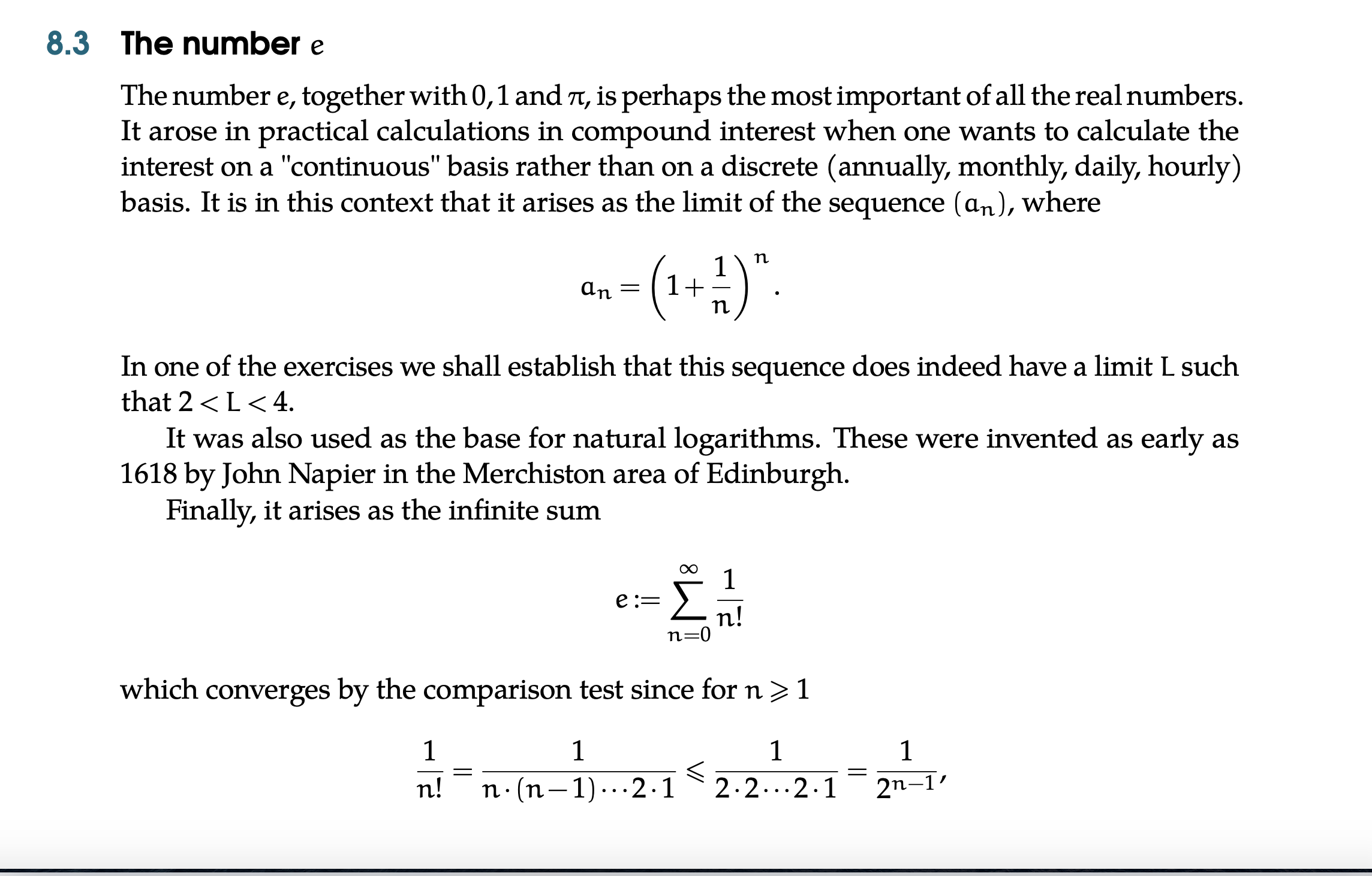 please show me the process 8.3 The number e The