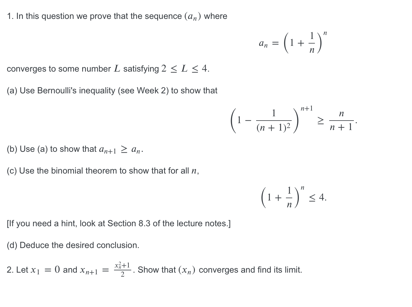please show me the process 8.3 The number e The