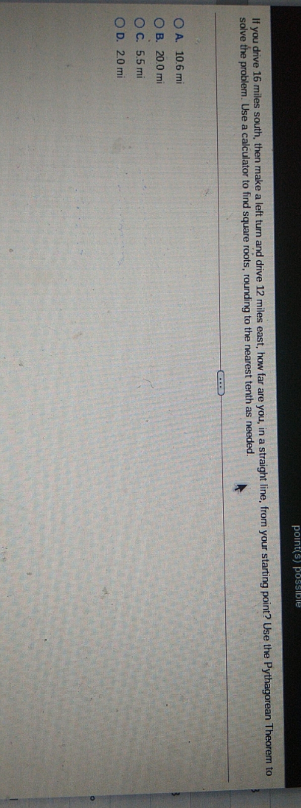 Help please point If you drive 16 miles south,