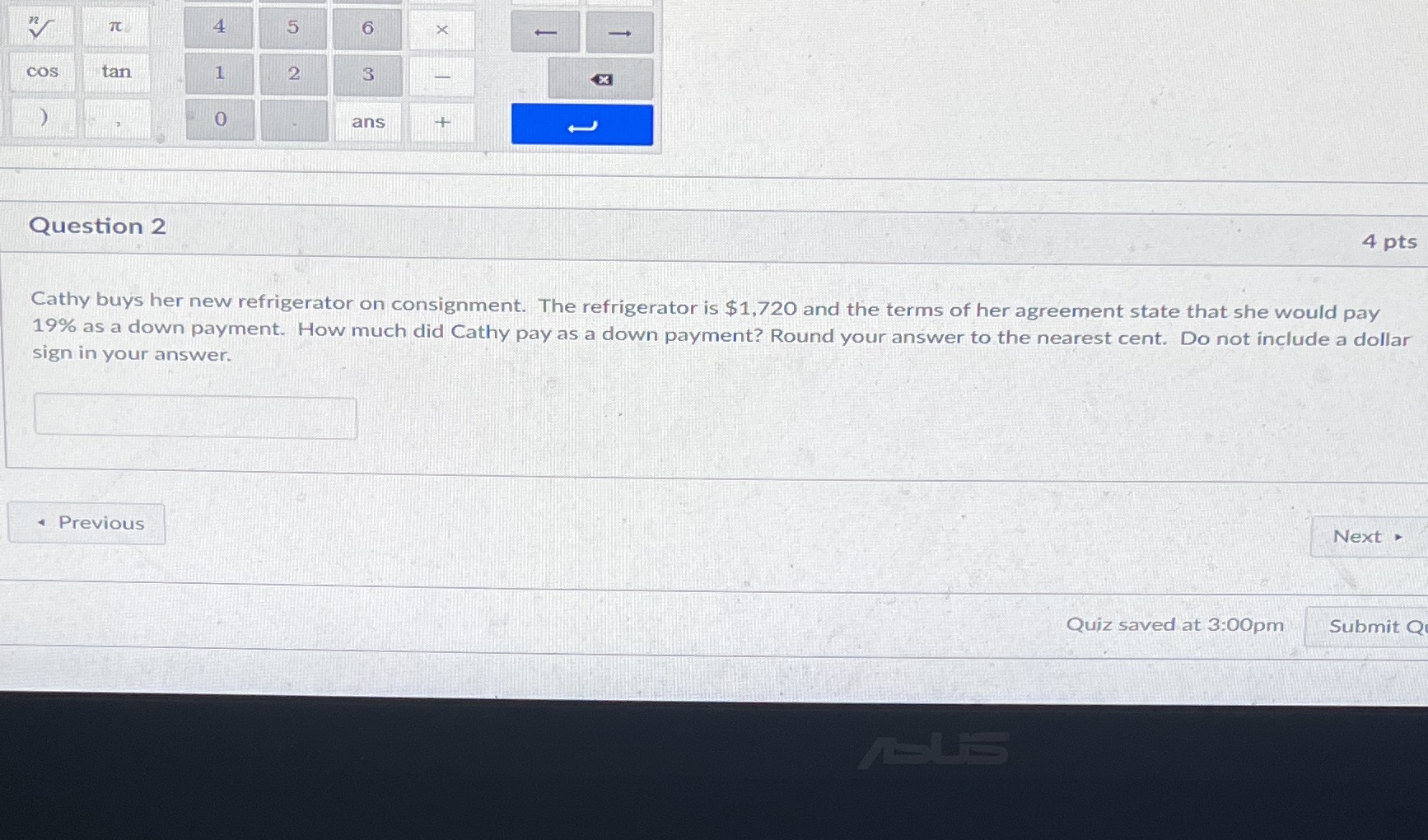 COS tan ) = Question 2 4 p25 Cathy buys her new