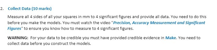 2. Collect Data (10 marks) Measure all 4 sides of