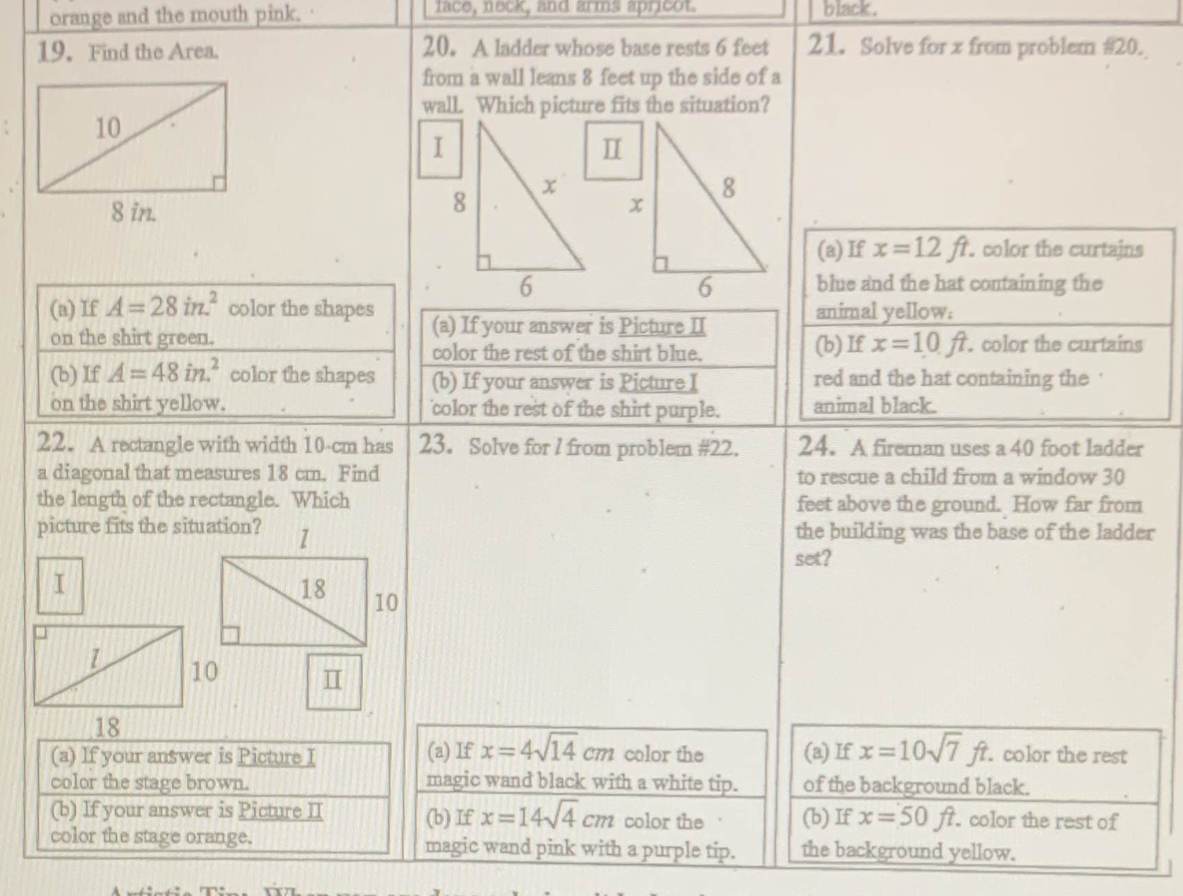 orange and the mouth pink. . black. 19. Find the