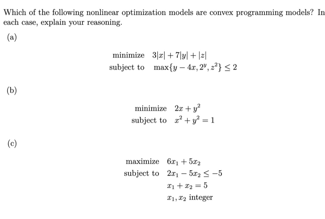 Which of the following nonlinear optimization