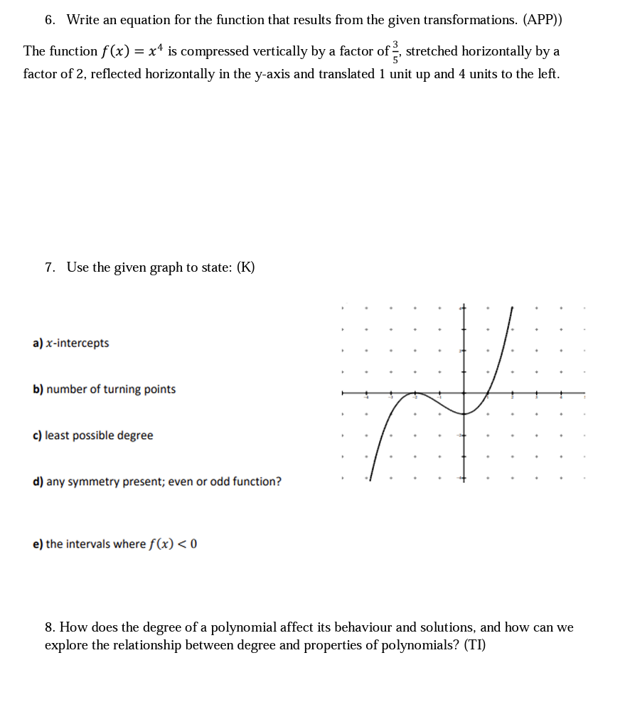 1. State the degree and the leading coefficient
