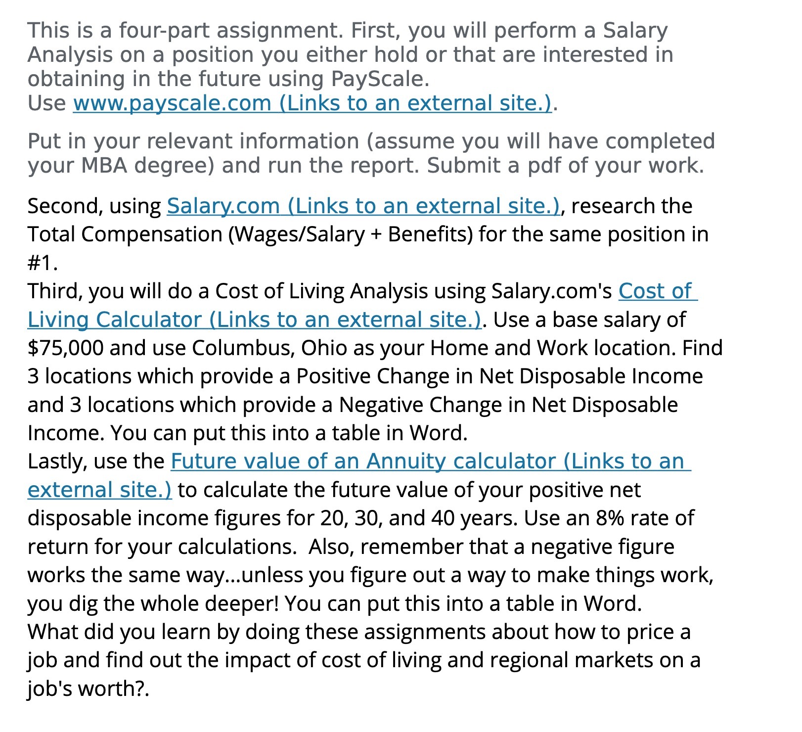 This is a four-part assignment. First, you will