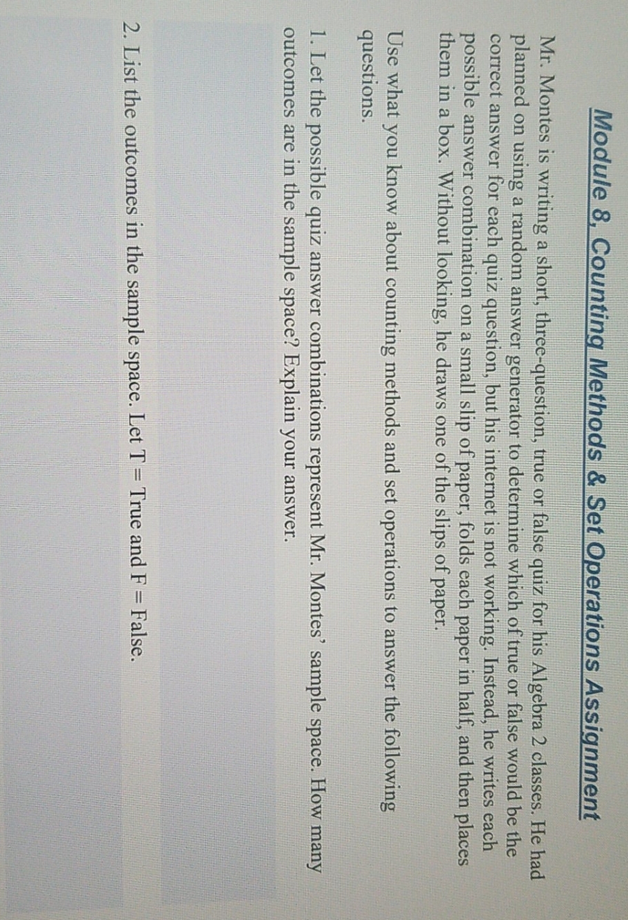 could you help me with this? Module 8, Counting