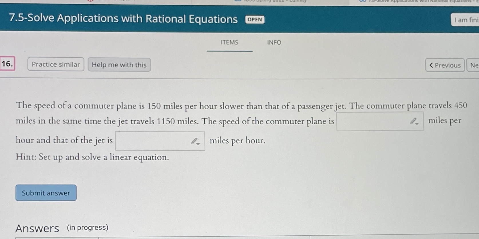 7.5-Solve Applications with Rational Equations