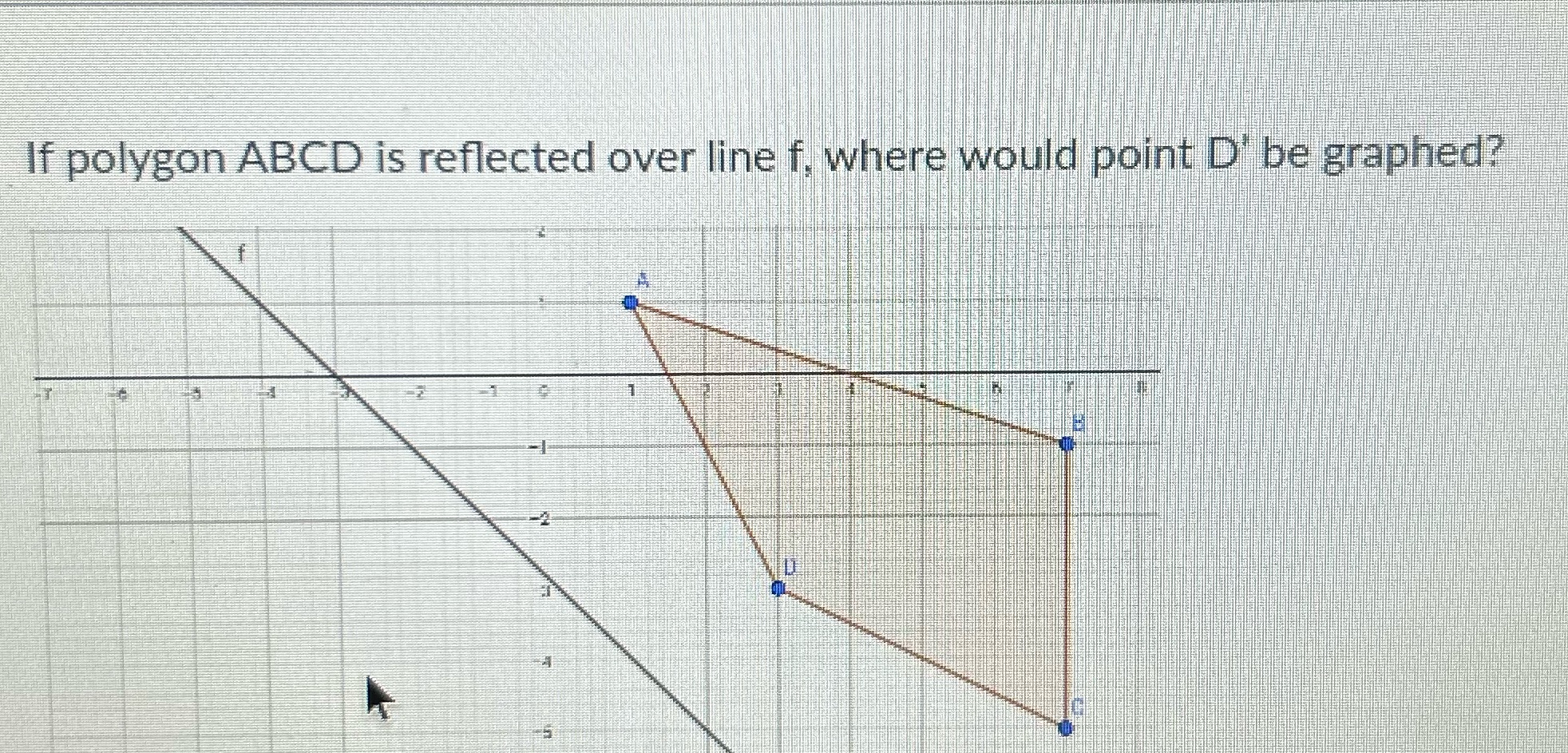 If polygon ABCD is reflected over line f, where
