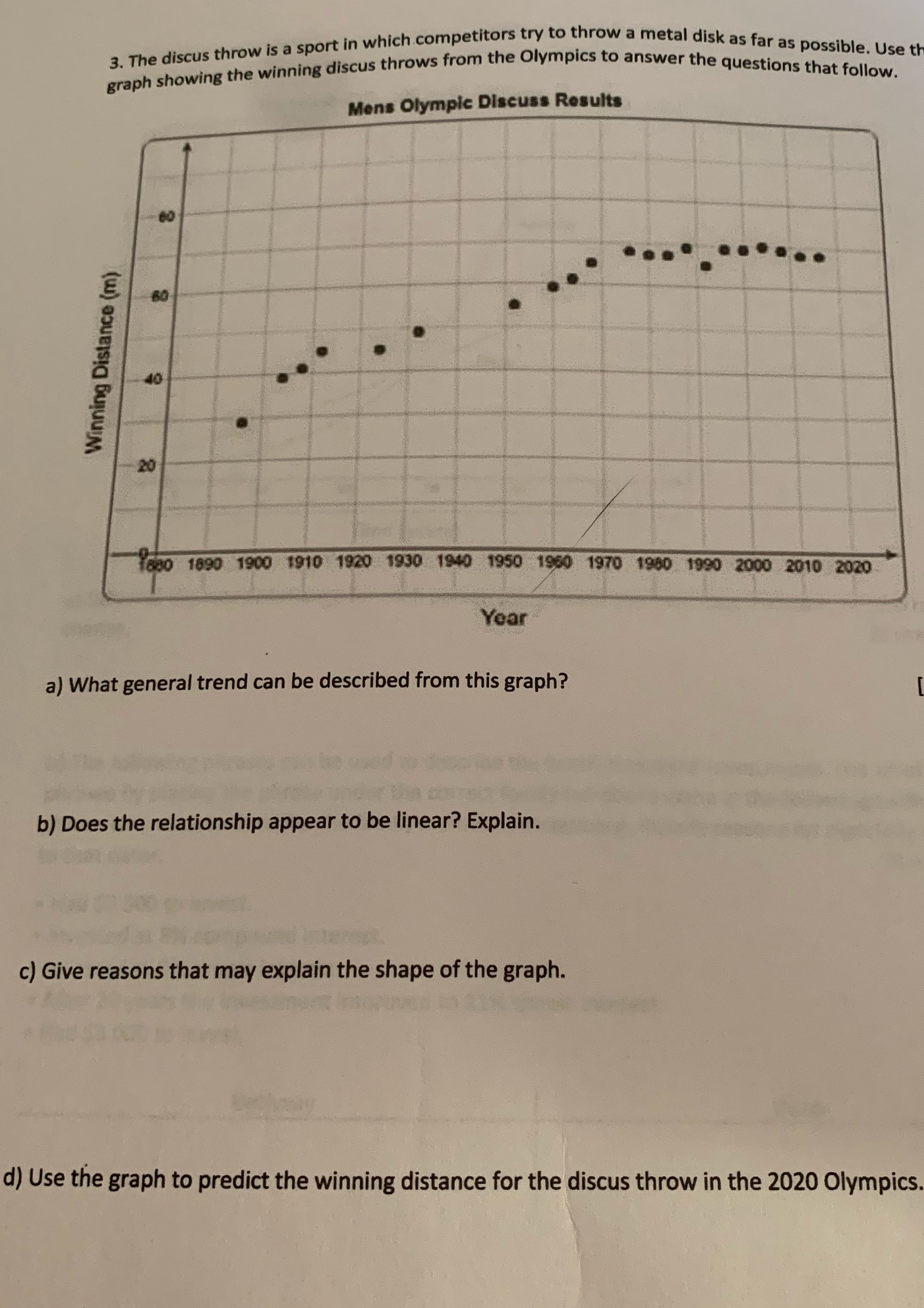 3. The discus throw is a sport in which