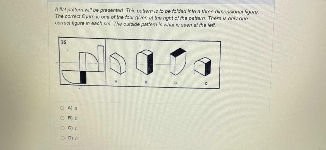 multiple choice spatial relations A flat pattern