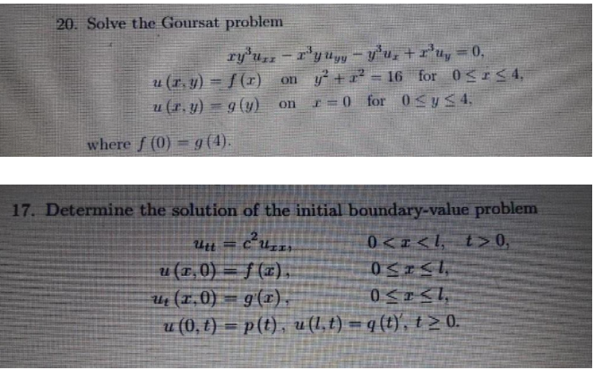 20. Solve the Goursat problem ry llzx - ryllyy -