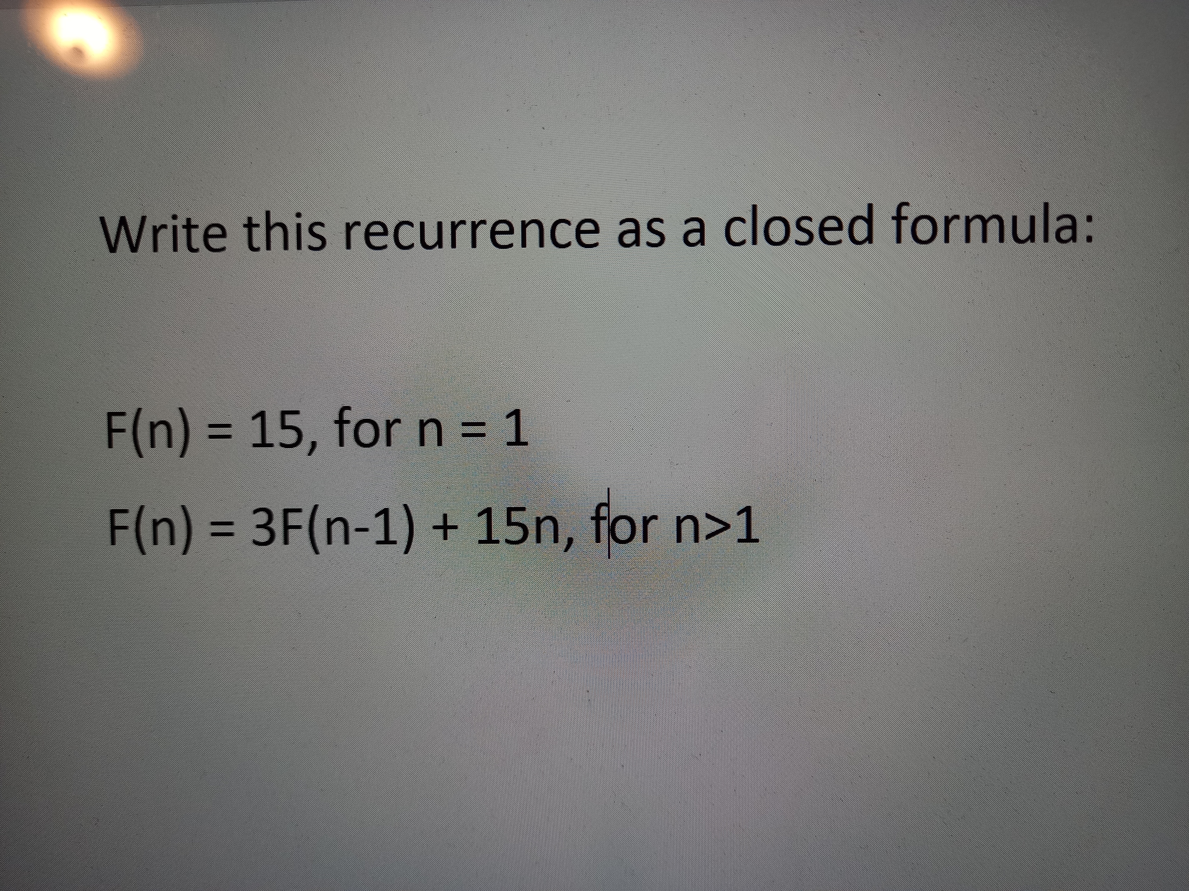 How do we write this recurrence as a closed
