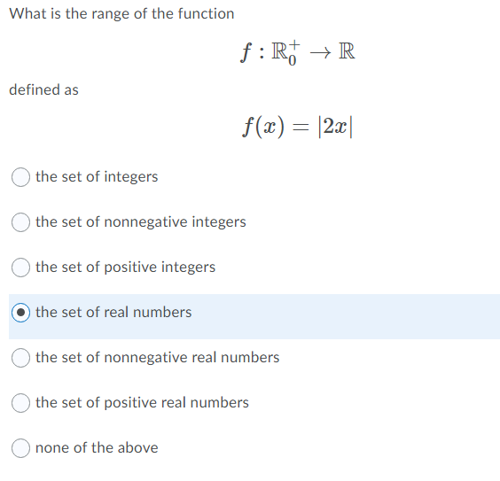 What is the range of the function f : R - R