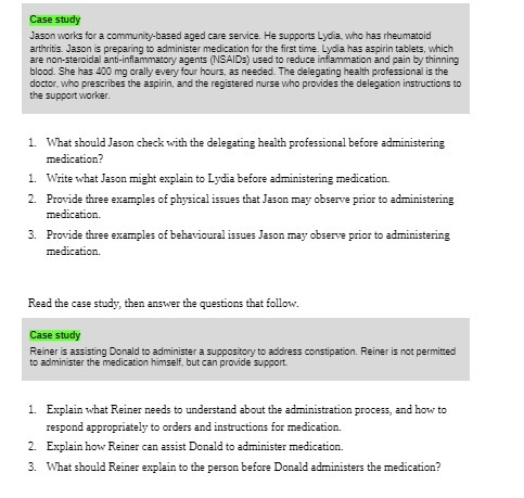Case study Jason works for a community-based aged