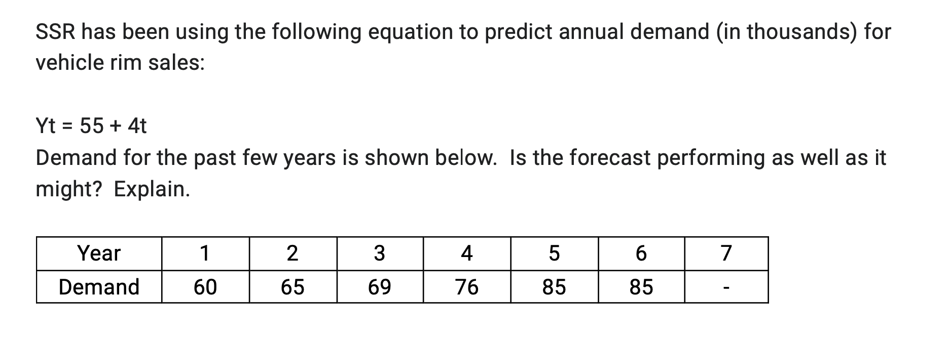 SSR has been using the following equation to