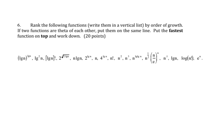 please answer and write it down in paper 6. Rank