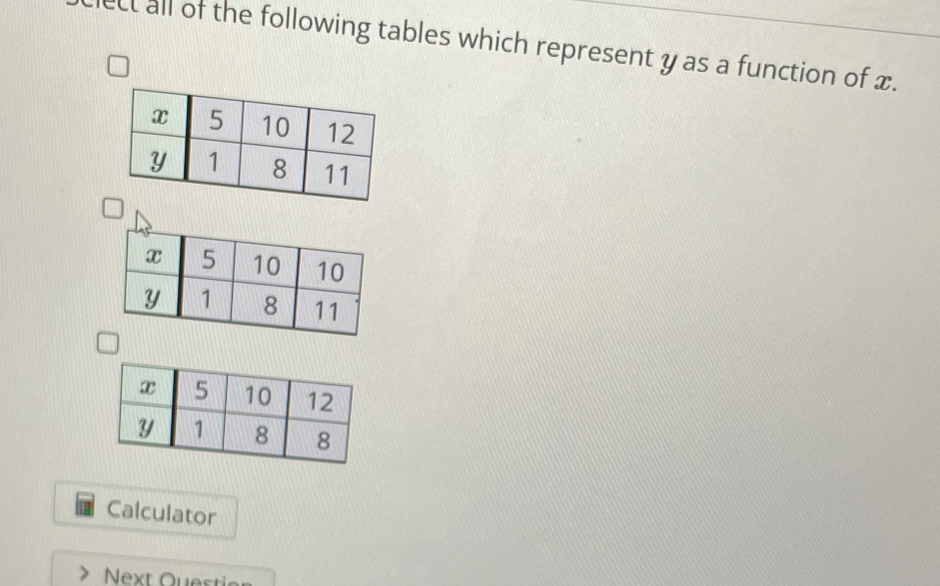 CIECI all of the following tables which represent