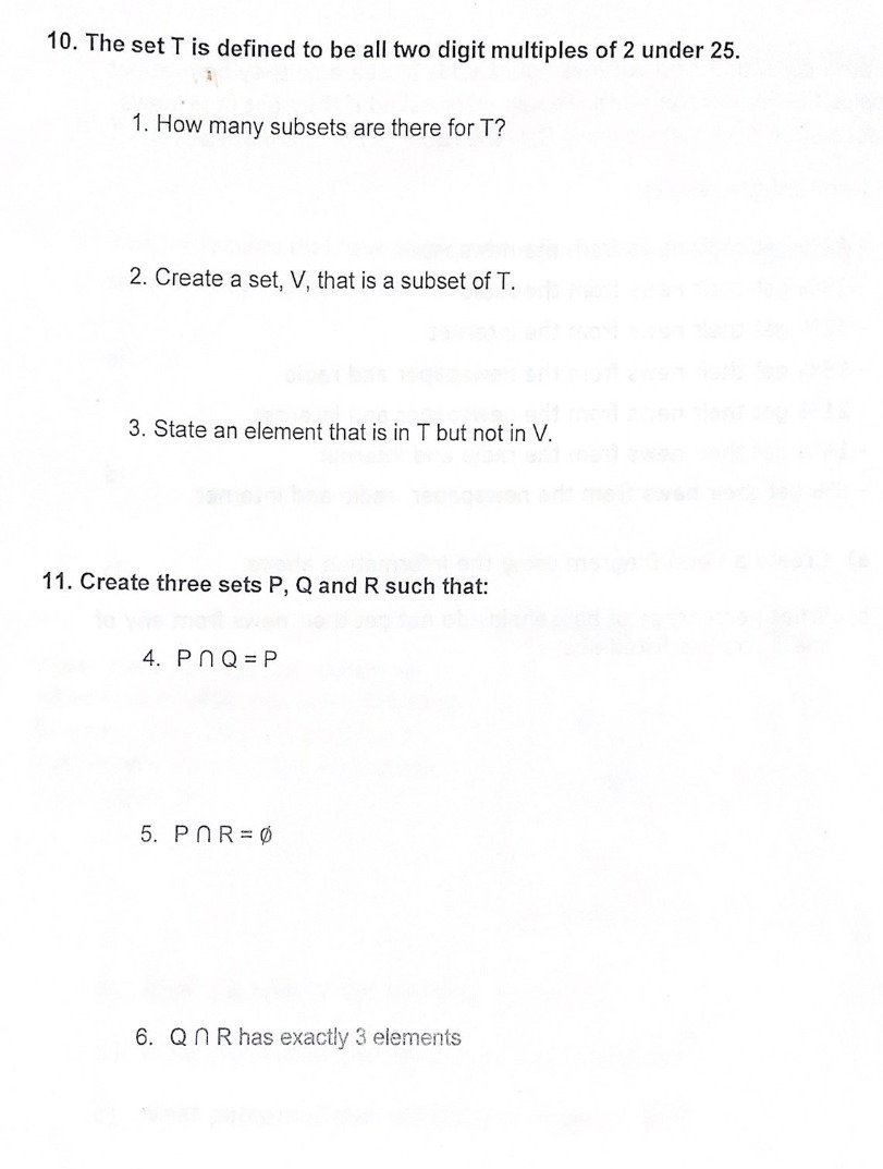 1D. The set T is dened to be all two digit