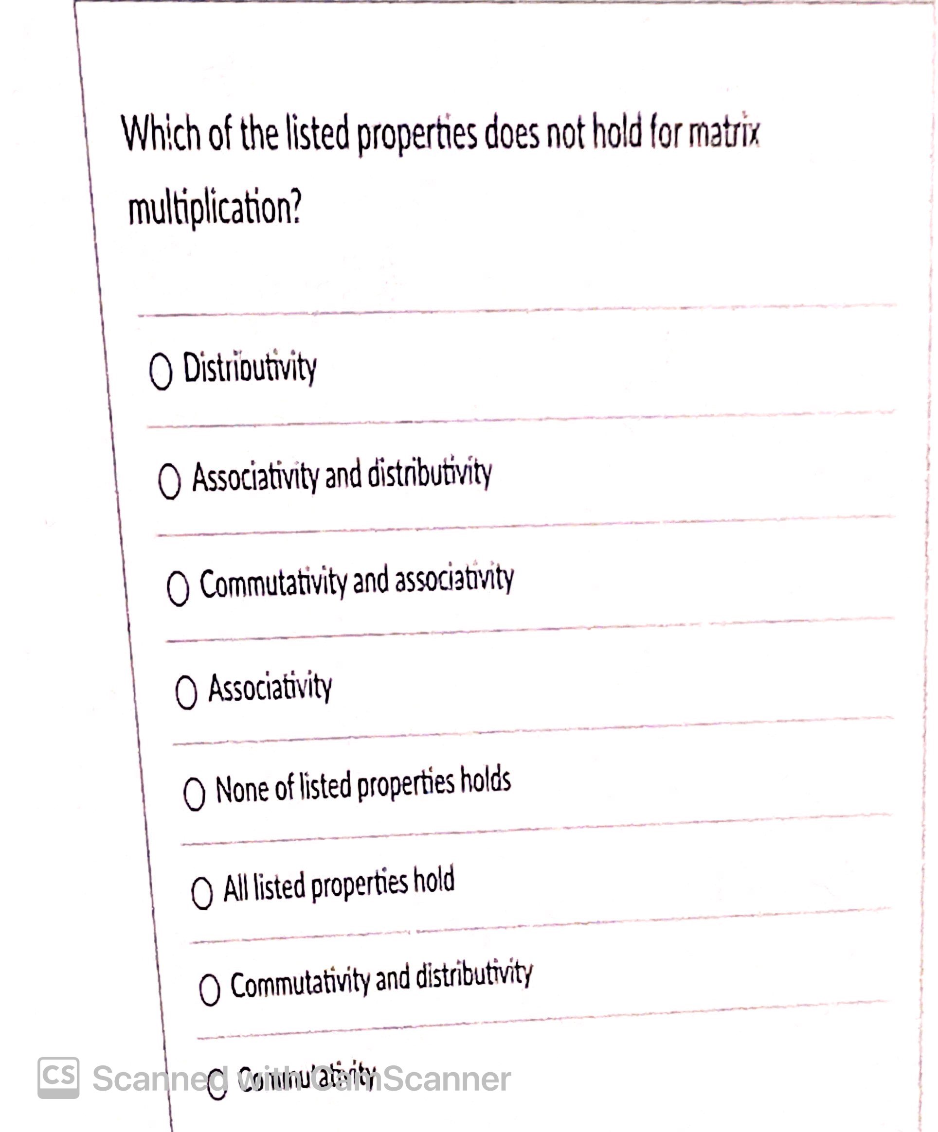 Which of the listed properties does not hold for